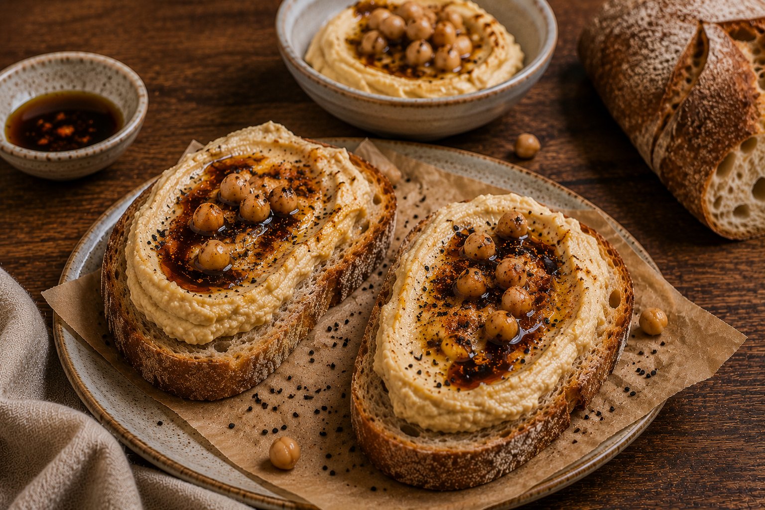 Die orientalische Hummus-Brotzeit