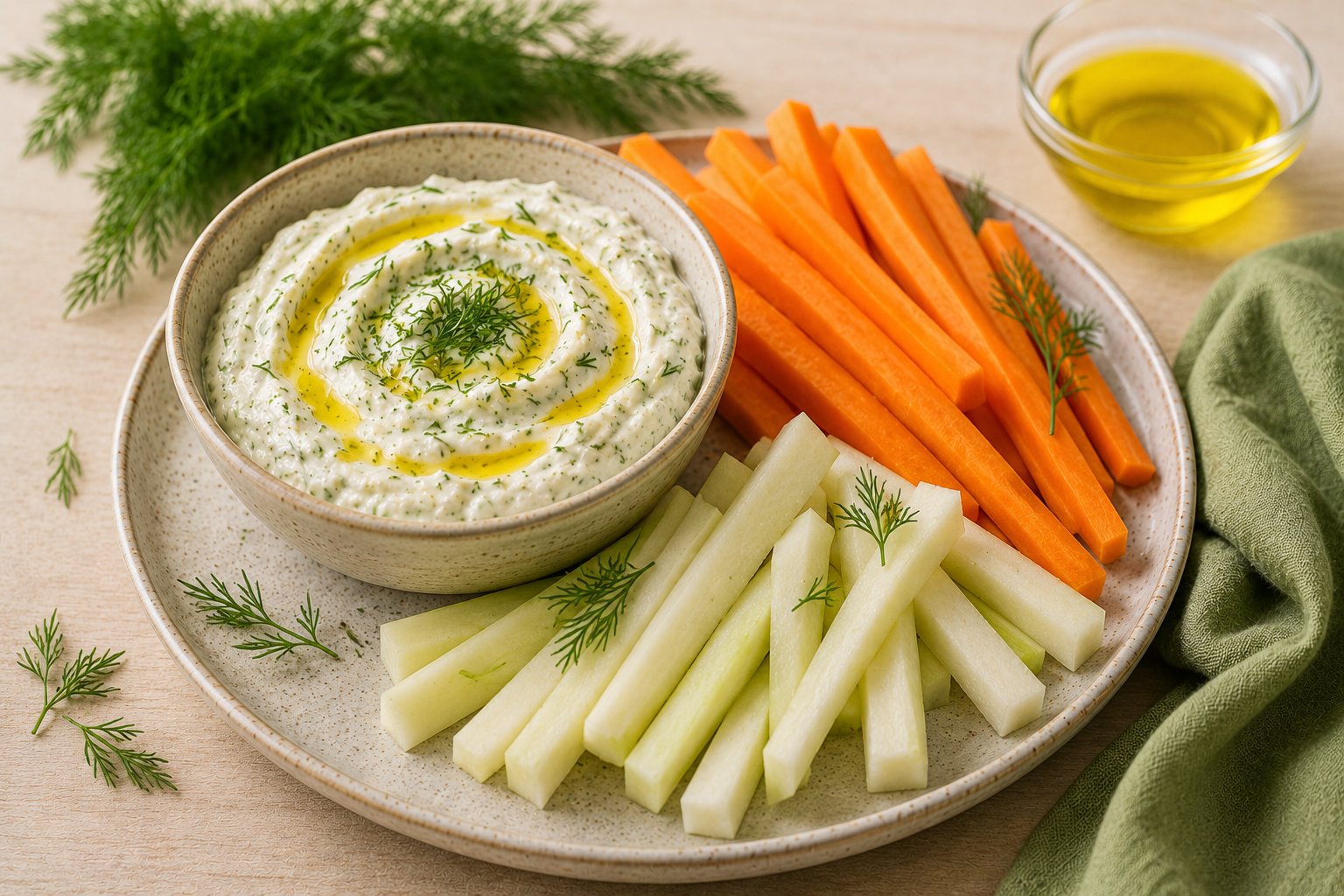 Vegane Gemüsesticks mit Dip