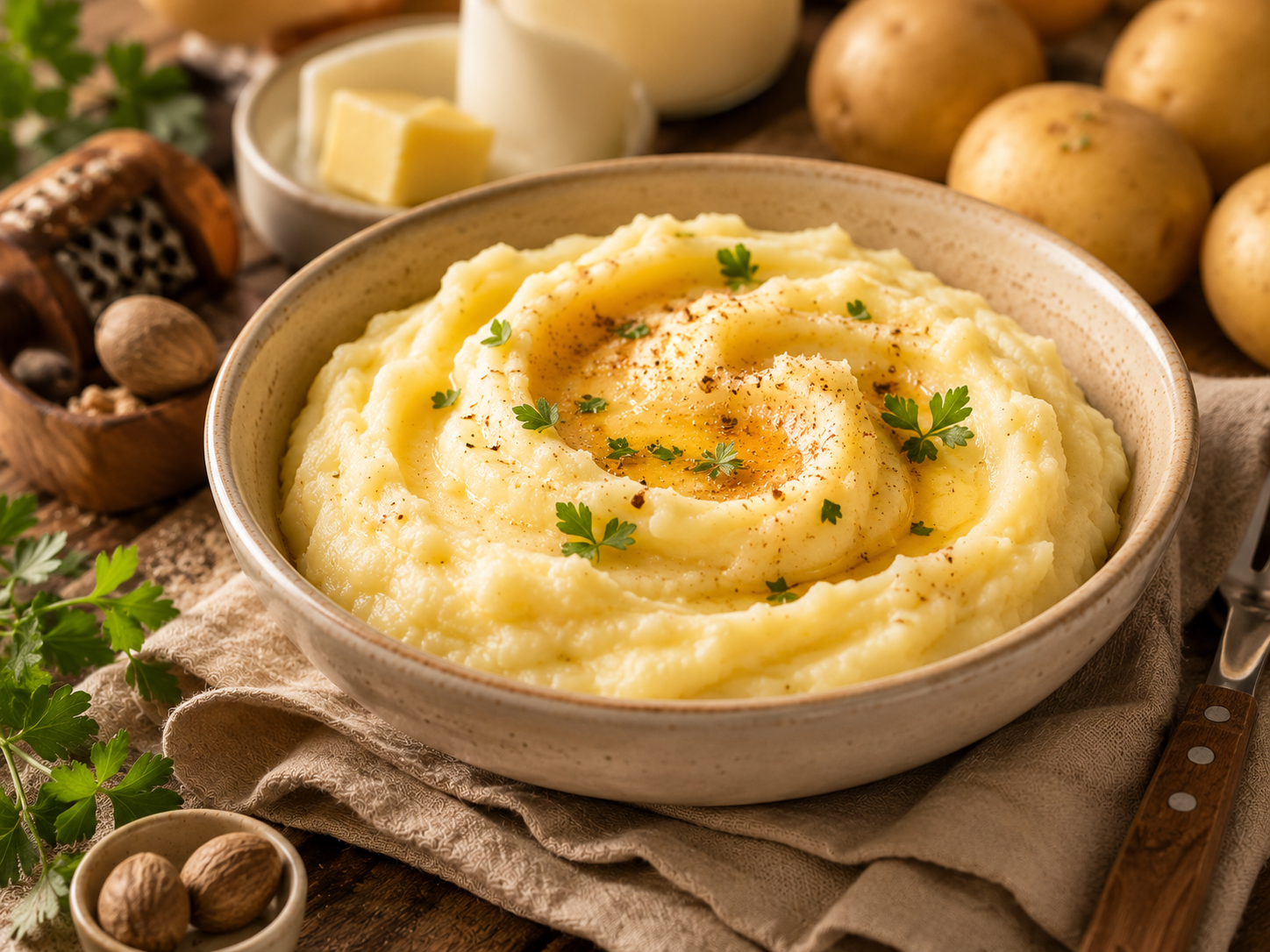 Kartoffelpüree mit Schwarzkümmelöl